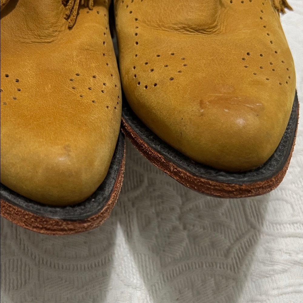 Western Ankle Boots Women Size 8.5 Tan Fringe - Picture 9 of 11